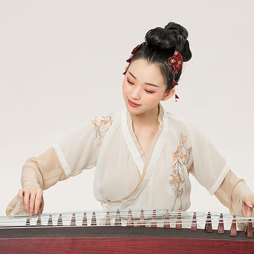 Miniatura 4 de KESYOO 1 par de pinzas para el pelo de estilo japonés con borlas, hermosa horquilla antigua, accesorios de disfraz para mujer, color rojo