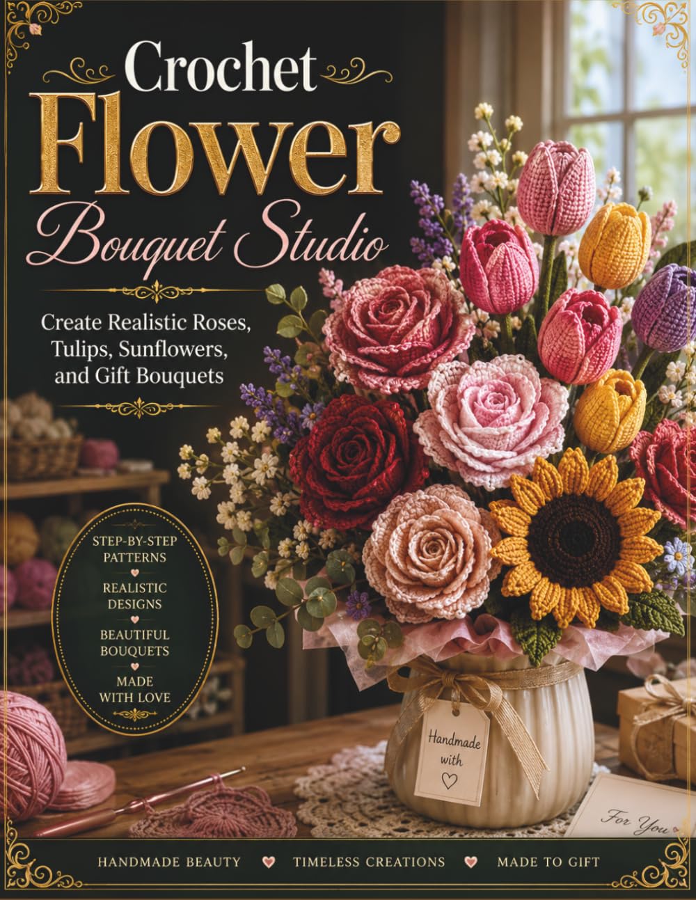 Crochet Flower Bouquet Studio: Create Realistic Roses, Tulips, Sunflowers, and Gift Bouquets