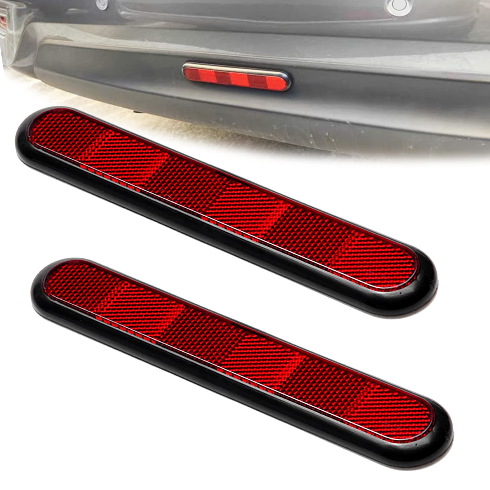 Vehicle Red Rear Reflector 2pcs Car Reflector Stickers Red Car Rear Bumper Night Reflector ...