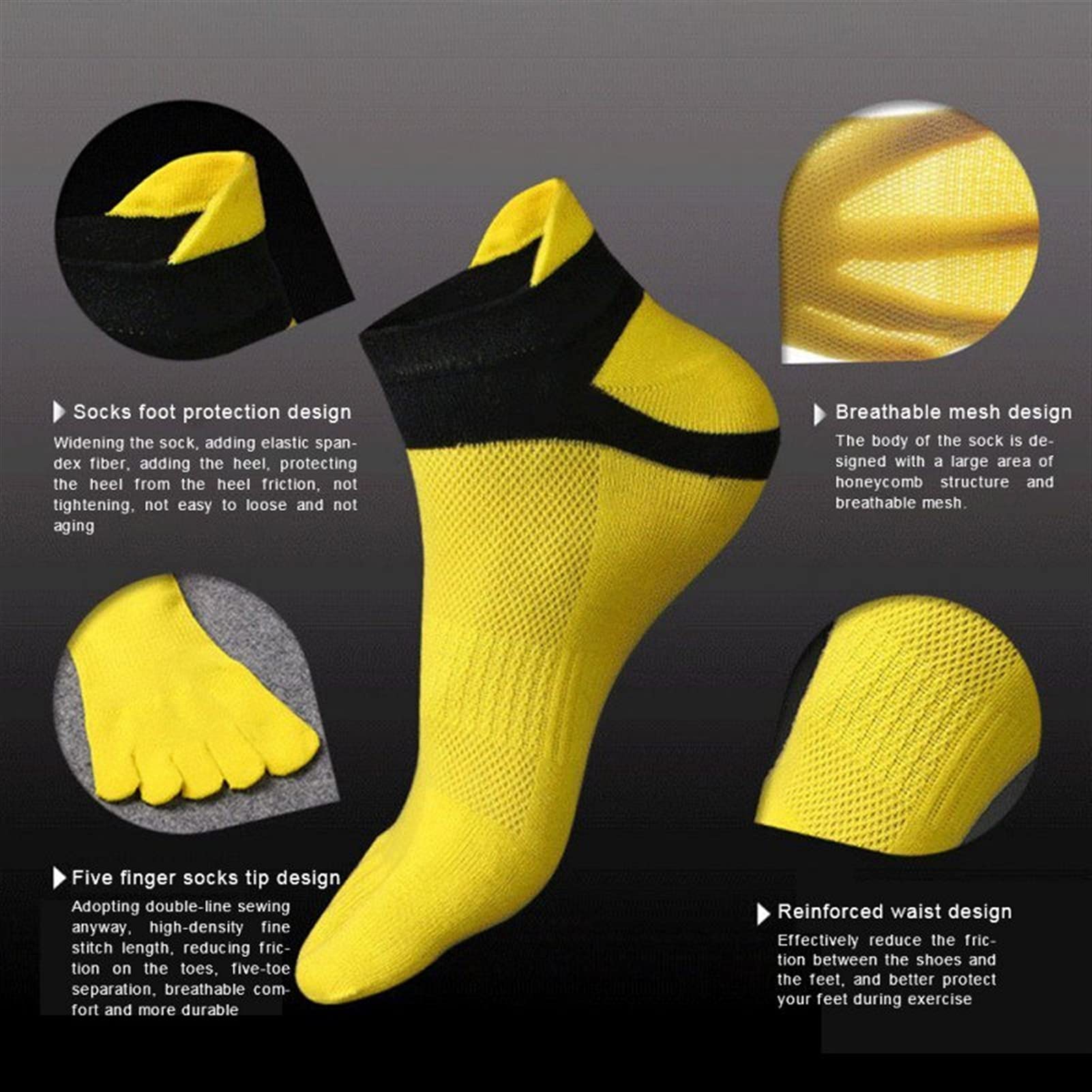 Calcetines for Hombres al Aire Libre Calcetines de algodón Transpirables Deportes Ciclismo Ciclismo Carrito de 1 Dedo Toe Slight Sock Cycling Socks