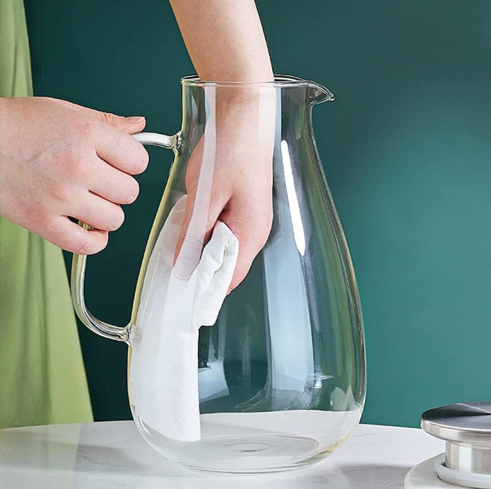 Brocca In Vetro Da 2000 Ml Con Coperchio - Ideale Per Bevande Fredde E