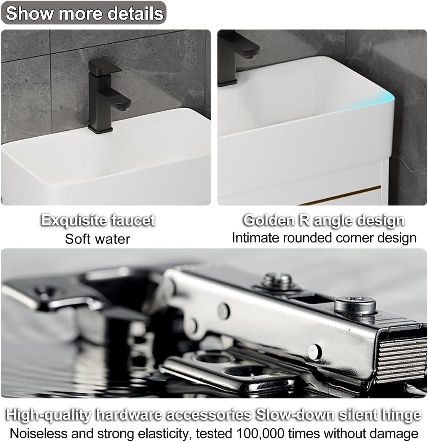 Mini Rectangle Lavatory Porcelain, Rectangle Bathroom Vessel Sink, Wall Mounted Bathroom Cabinet Set, for Small Space Wall Mounted Floating Cabinet with Cold and Hot Water Pipe Faucet ( Size : 54.5*30