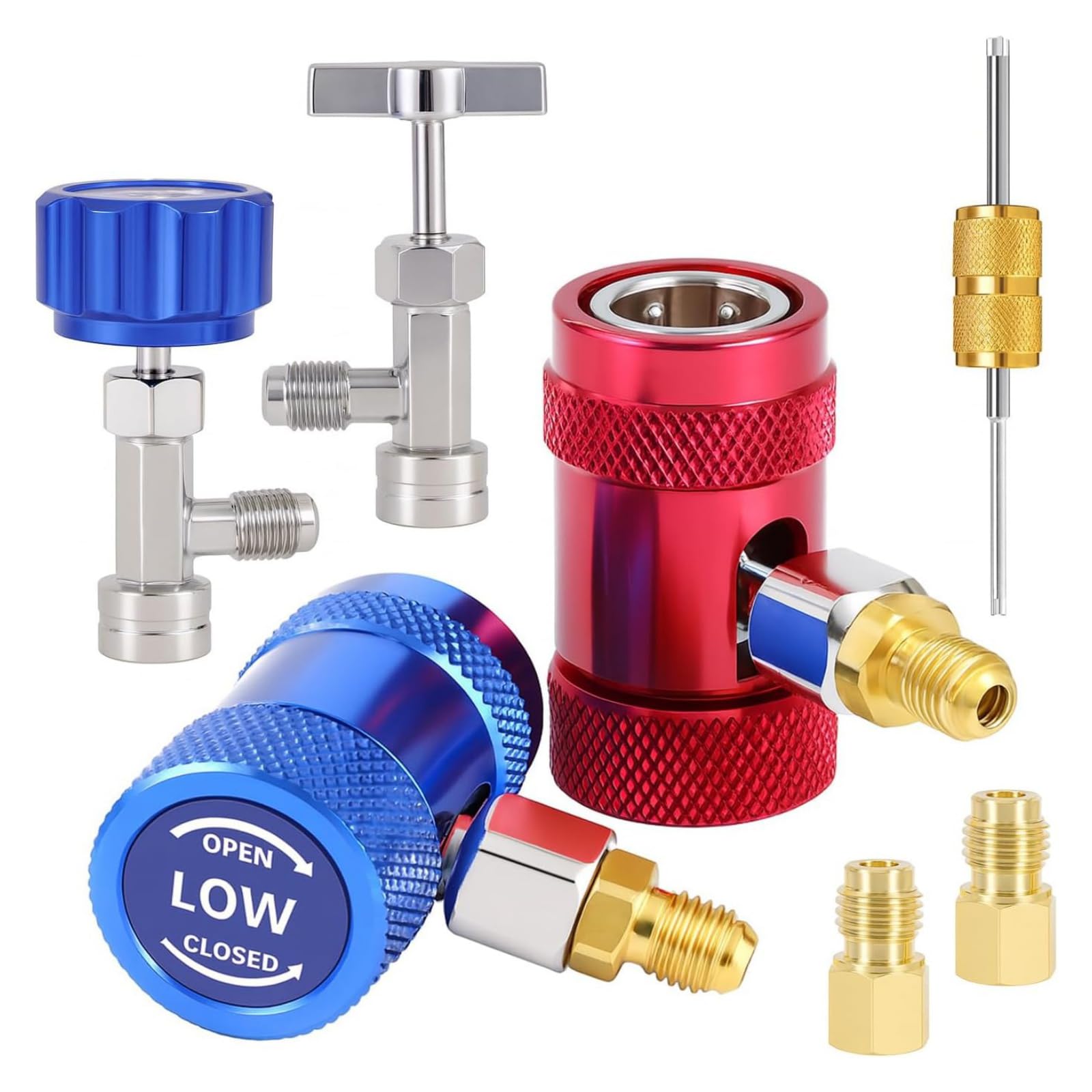 Tsophreniq R1234yf Quick Connects Fitting for Efficient Refrigerants Recovery and Recharge in Air Conditioning Home Cooling Systems Conditioning Coolant Charging Set