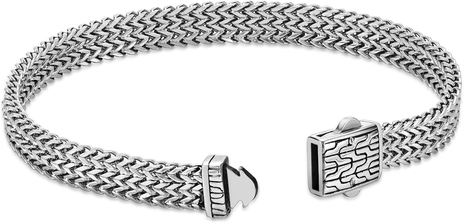 Metro Jewelry Stainless Steel Ion Plated Foxtail Chain Bracelet for Men - 8.5 Inches Long Bracelet - 12 mm Wide with Push Lock Clasp - Image 3