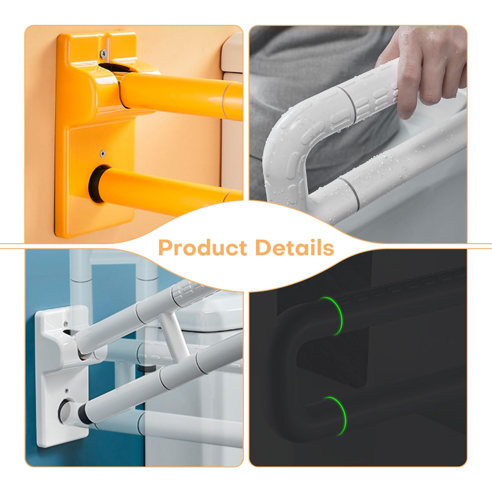 Maniglione Doccia Anziani Bianco, Maniglione Bagno Disabili Acciaio Inossidabile Maniglia di Sicurezza per Doccia 70cm Maniglie Antiscivolo Corrimano Barra Ribaltabile 70cm/27.5in