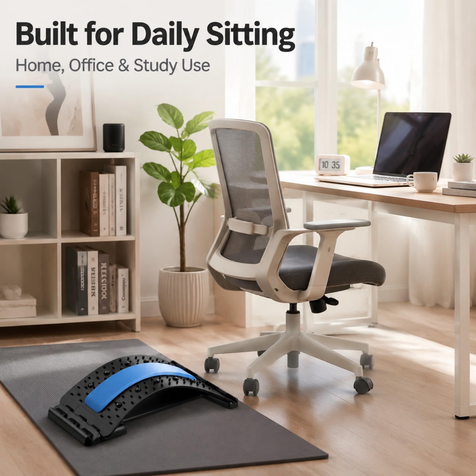 Saludea Spinecomfort Back Stretcher, 4-Level Lumbar Support with 102 Acupressure Points Spine Decompression and Posture Corrector Home, Car, Office Use (Blue)
