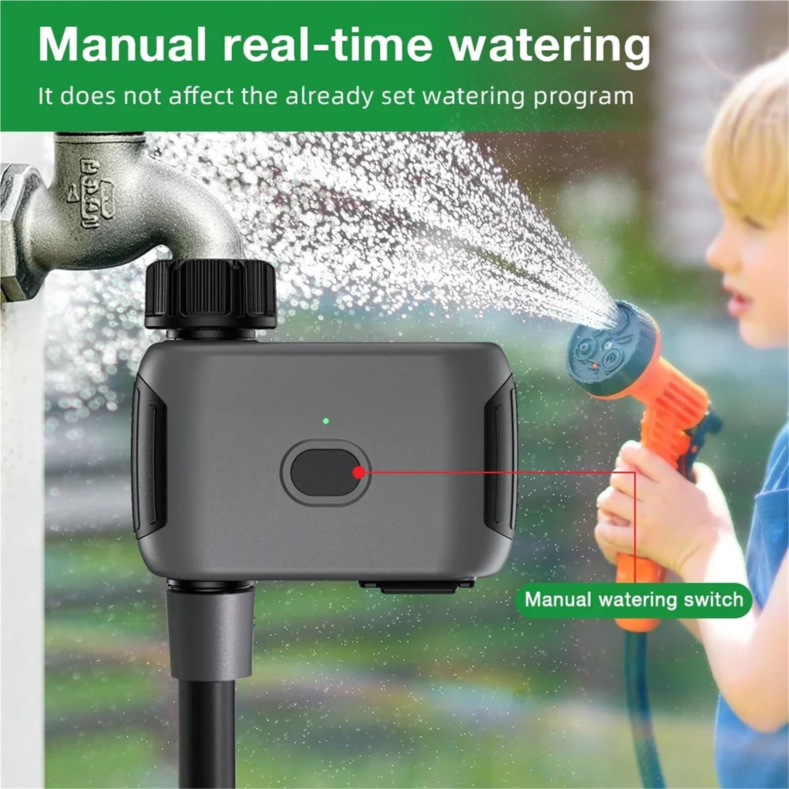 Timer for irrigazione da giardino WiFi con ritardo pioggia, timer for irrigazione automatico programmabile, rubinetto for tubo flessibile, irrigatore
