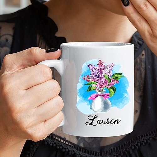 Miniatura 10 de Taza de cerámica de flores personalizada, taza de cerámica rosa, regalo de un compañero de trabajo, regalo floral para mujeres y niñas, taza de flor