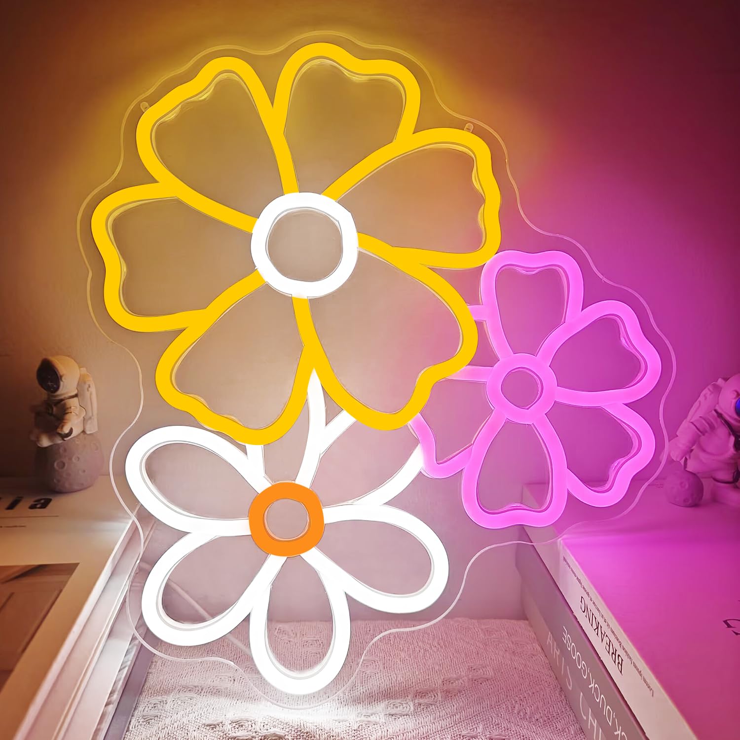 Daisy Flower Neon Sign Dimmable Flower Wall Light for Girls