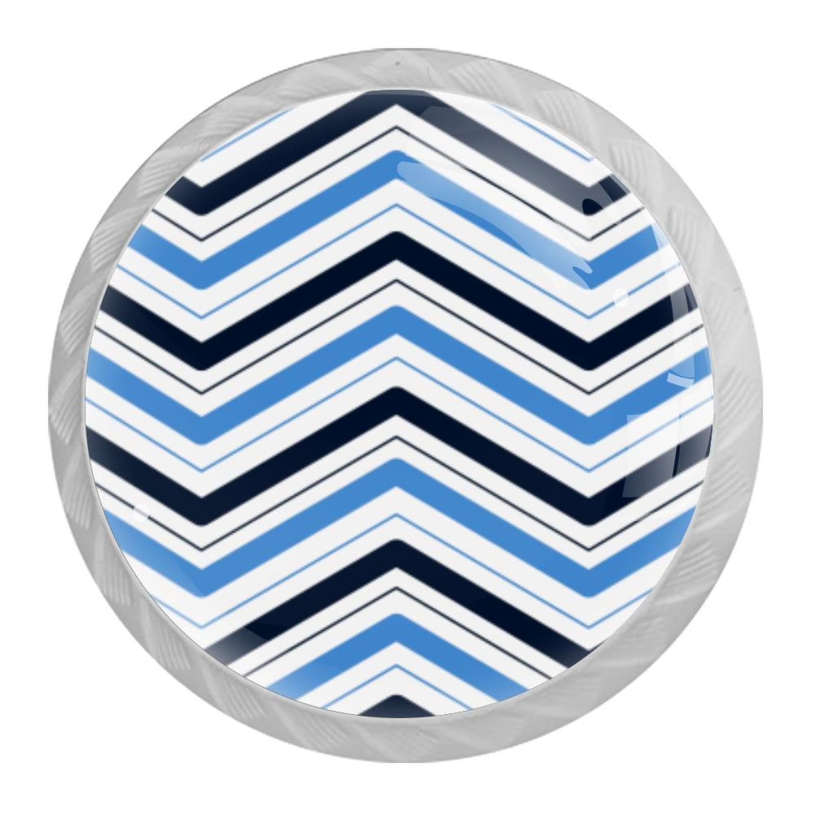 Tqmspg Multi13 4 Pieces Drawer Pulls Stripe Blue Door Knobs Dresser Handles For Kitchen Wardrobe Cupboard Hardware Furniture