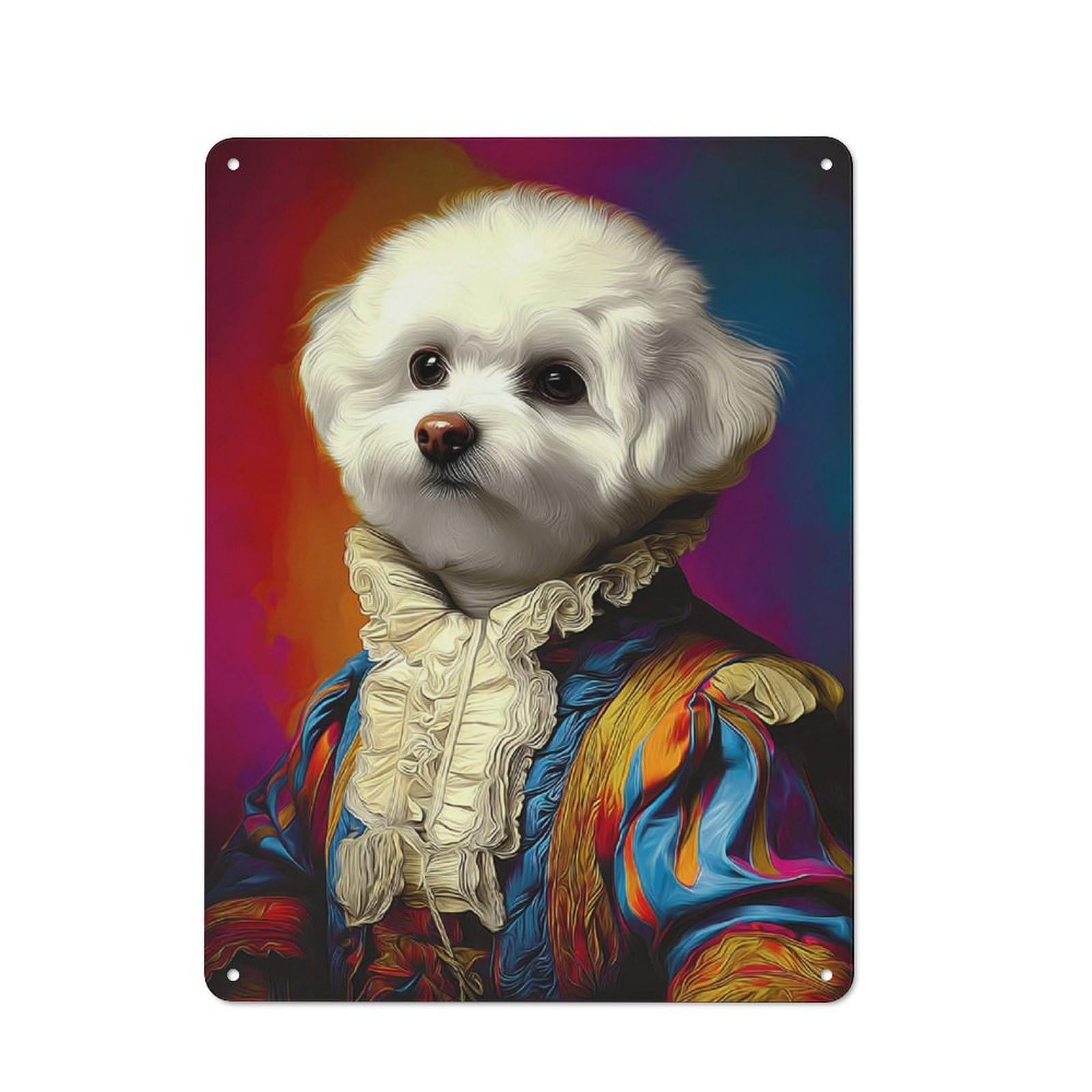 Junmoney Regal Canine Portrait Artwork Tin Sign 40X30cm With For Workshop Wall, Vintage Decor, Gift For Workshop Decor Fans During The Christmas Season