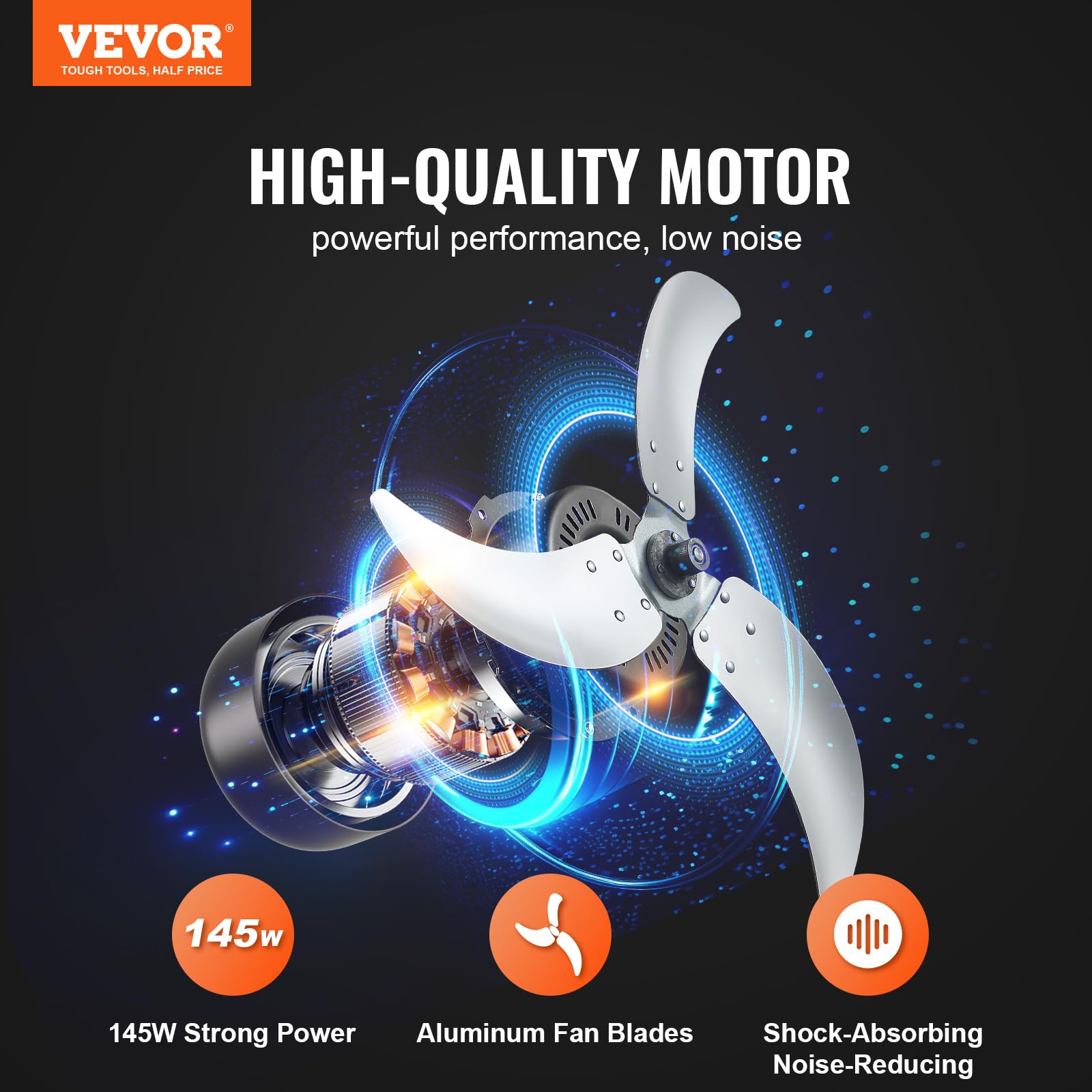 VEVOR Ventilatore a Tamburo, Ventilatore per Officina Industriale ad Alta Velocità 609 mm, 3 Velocità 8700 CFM, Inclinazione Regolabile a 360°, Timer 0-2H, Ventilatore per Magazzino Officina Fabbrica