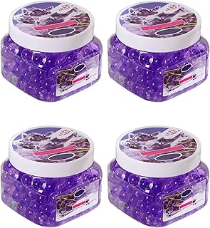 ClAZTyict Lot de 4 perles en gel éliminateur d'odeurs, perles de cristal, désodorisant longue durée pour salles de , voitures, zones d'animaux domestiques (lavande)