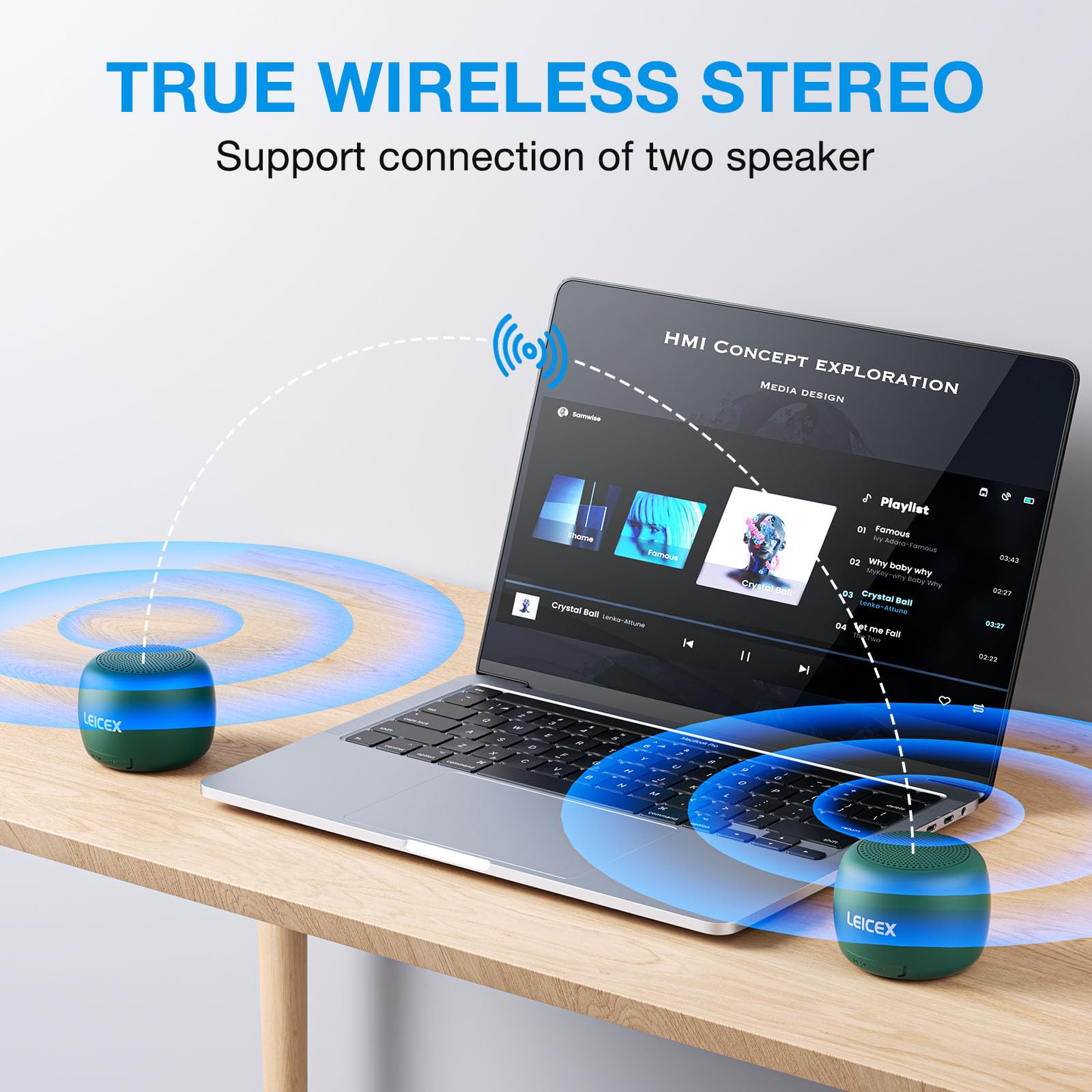 LEICEX Small Bluetooth Speaker Portable Speakers-Mini Wireless Speaker with Hifi Stereo Sound?Big Rechargeable Battery,Waterproof Travel Speaker with Hanging Rope for Easy Carrying.(Green)