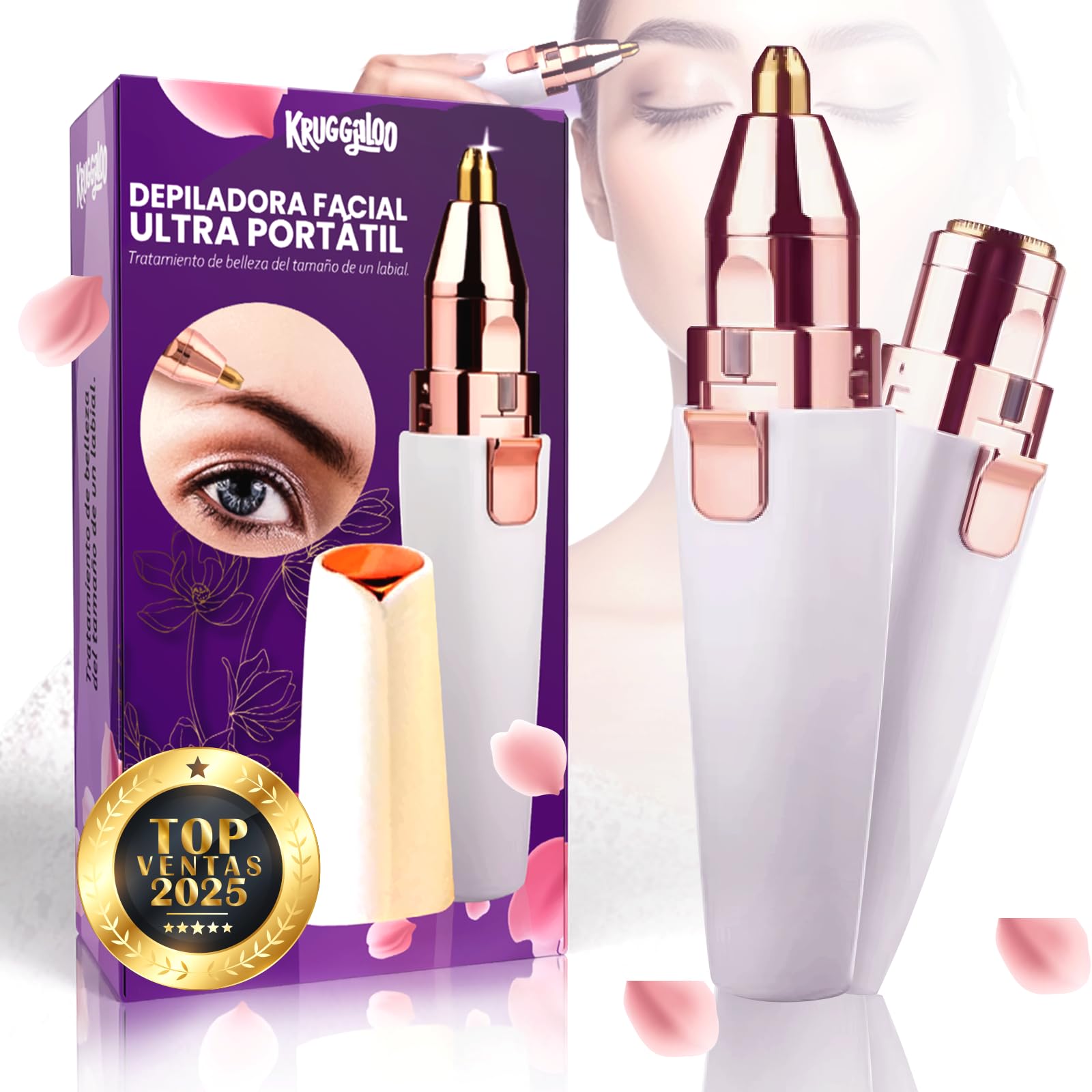 SUPER Depiladora Facial Mujer y Cejas 2 en 1 PREMIUM | Depiladoras Faciales de ALTA PRECISION | Afeitadora Mujer | Afeitadora Corporal | Depiladora Electrica Mujer |Depiladora Mujer|Blanco