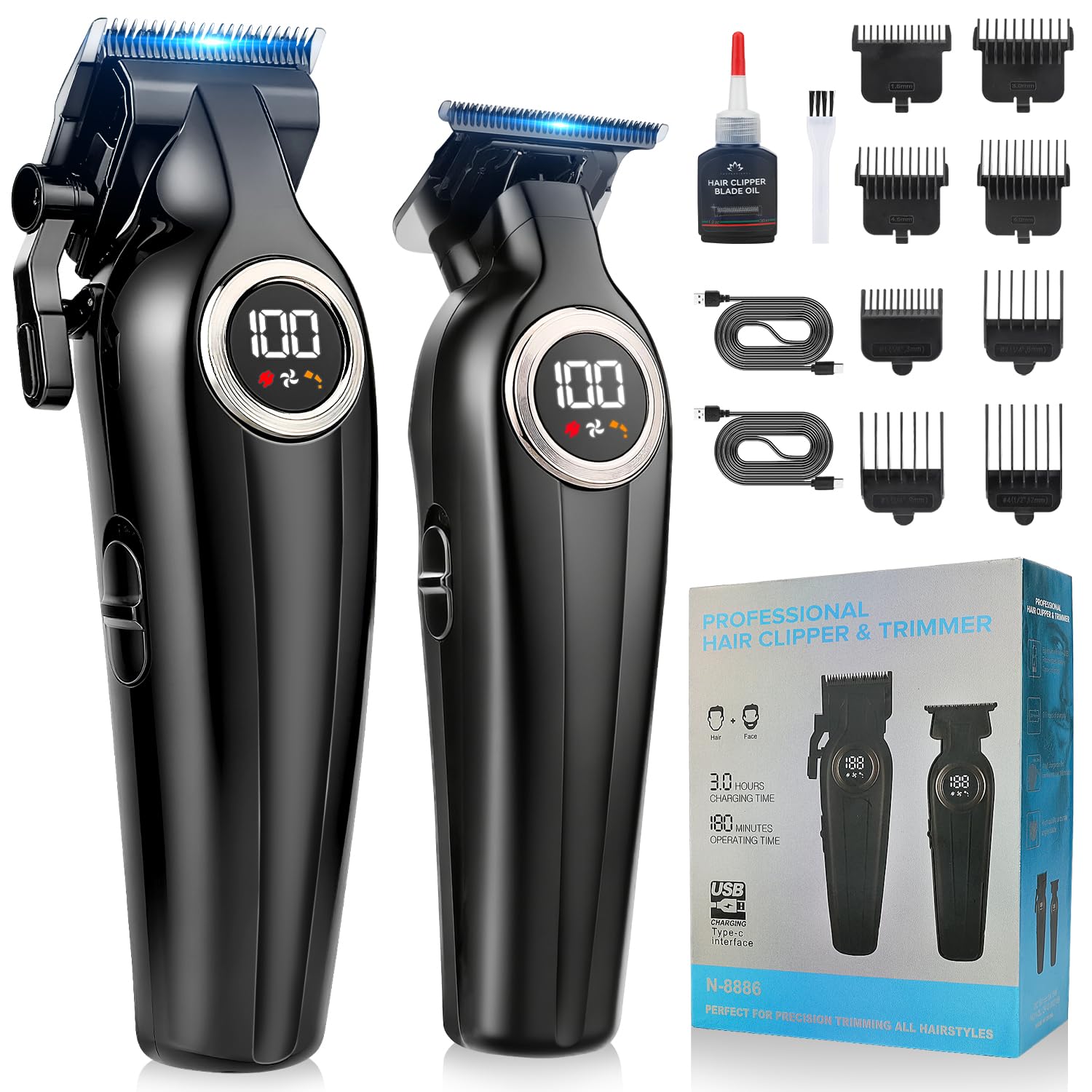 Zesuti Professional Hair Clippers for Men,Cordless Barber Clippers and Trimmers Set with LED Display, Rechargeable Mens Electric Beard Trimmer,Self Haircut Fade Kit & Clipper Oil-image-33
