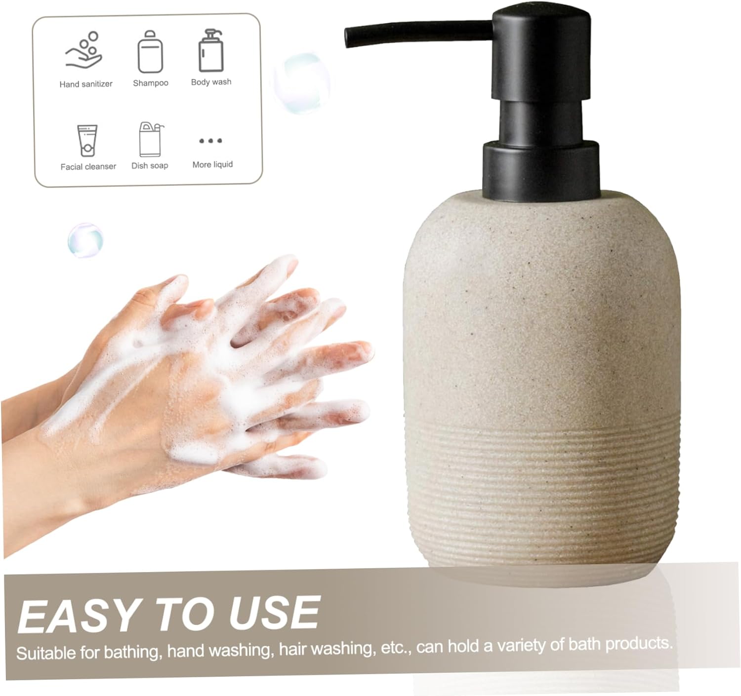 Hand Soap Dispenser 2Pcs Soap Dispenser, Beige Hand Soap Dispenser, Resin Soap Dispenser Bathroom 6.18x3.07 Liquid Soap Dispenser for Bathroom Countertop
