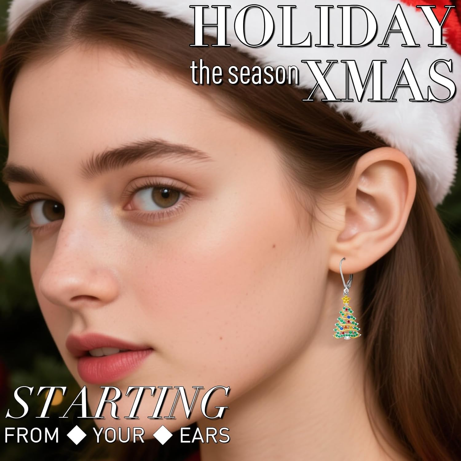 Christmas Earrings Christmas Tree Earrings for Women Dangling Sterling Silver Dangle Holiday Jewelry Xmas Gifts for Mom - Image 2