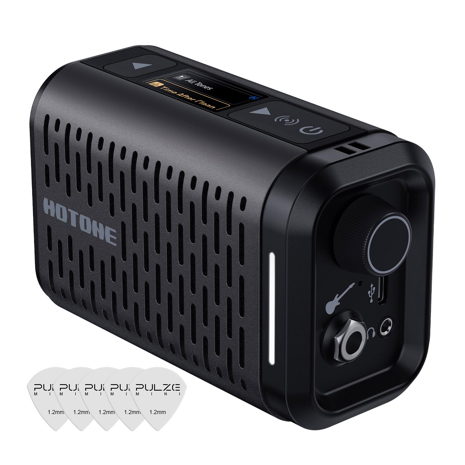 HOTONE Mini Amplificatore di Modellazione Multifunzione BT Chitarra Basso IR Cabinet con Multi FX App Mobile Pulze Mini AP-5 (Nero)