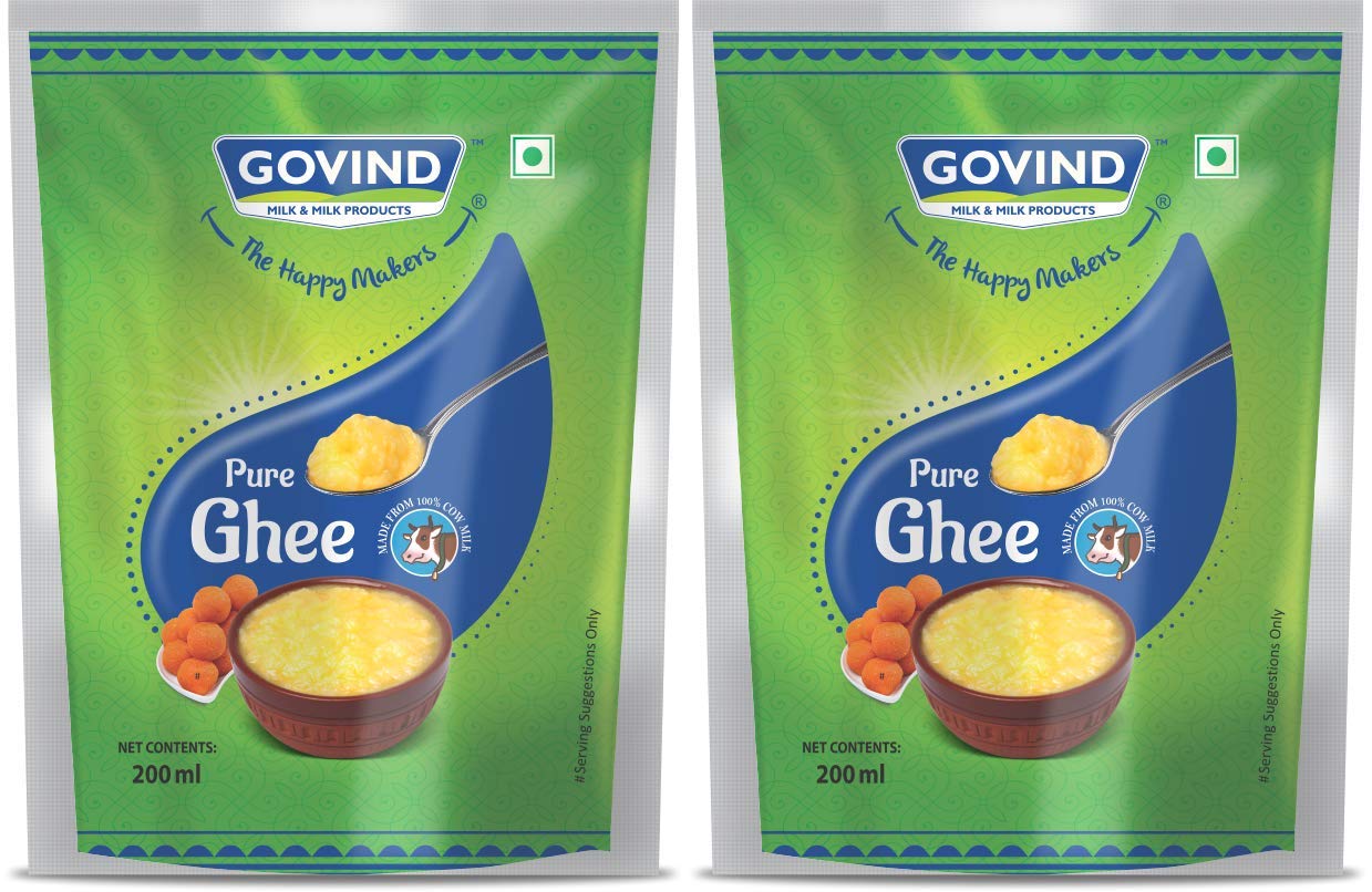 Govind Pure Cow Ghee,India Ka Origina Super Food 99.7% Fat, Rich Texture No Artificial Coloring, Ideal for Healthy Cooking & Digestion, 200 ml (Pack of 2) (B08CSM7ZVY) Amazon Price History, Amazon Price Tracker