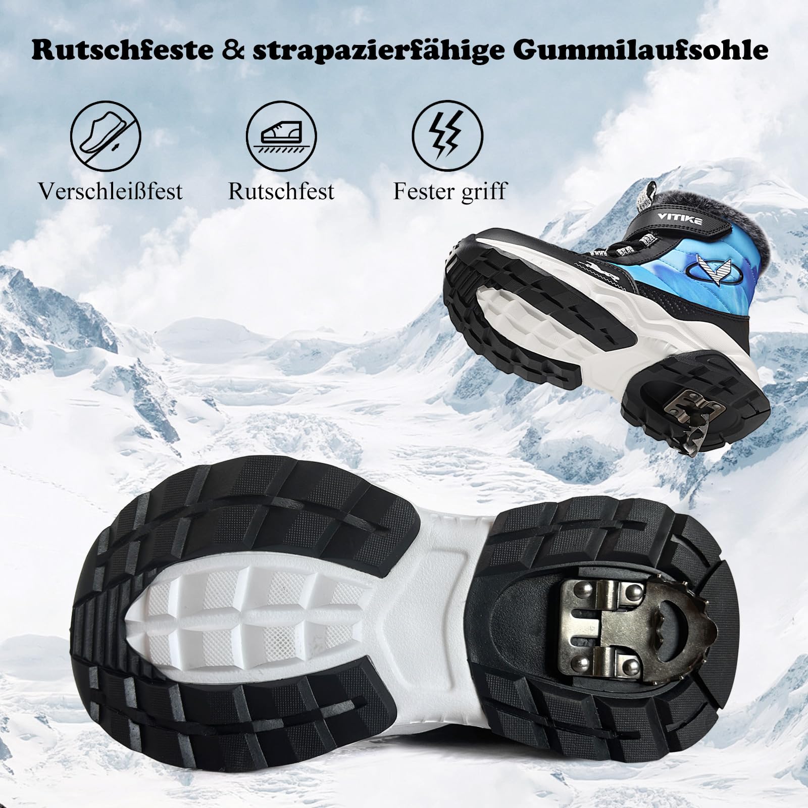 Scarpe da trekking per bambini, invernali, per bambini, calde, da trekking, antiscivolo, medie