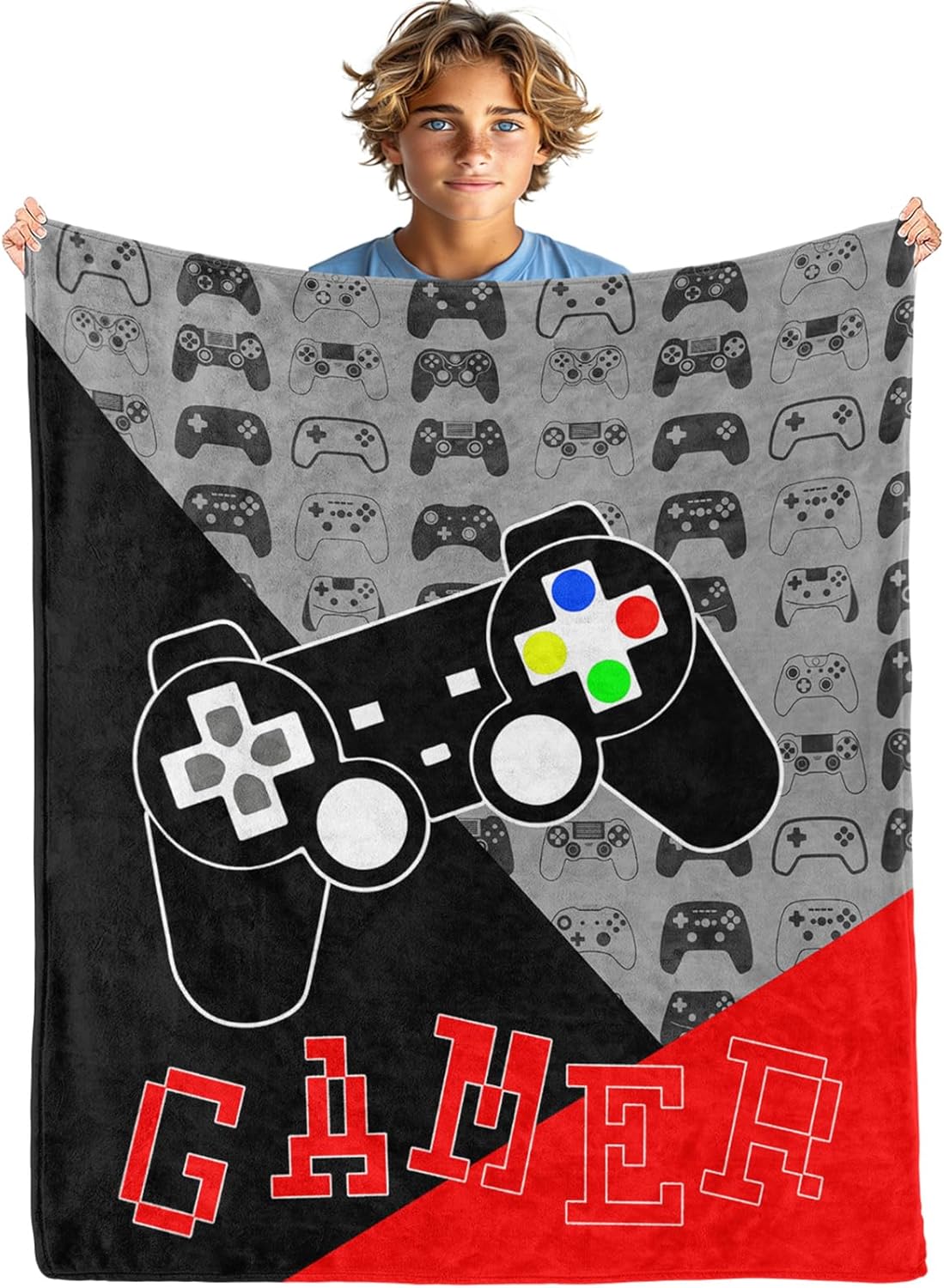 Game Blanket - Video Game Blanket Throw Gamer Controller Throw Decor Gaming Blanket for Kids and Teen Gamer Blanket Video Game Themed Blankets Soft Blanket Decor Home Bedroom,Size 40" x 50"