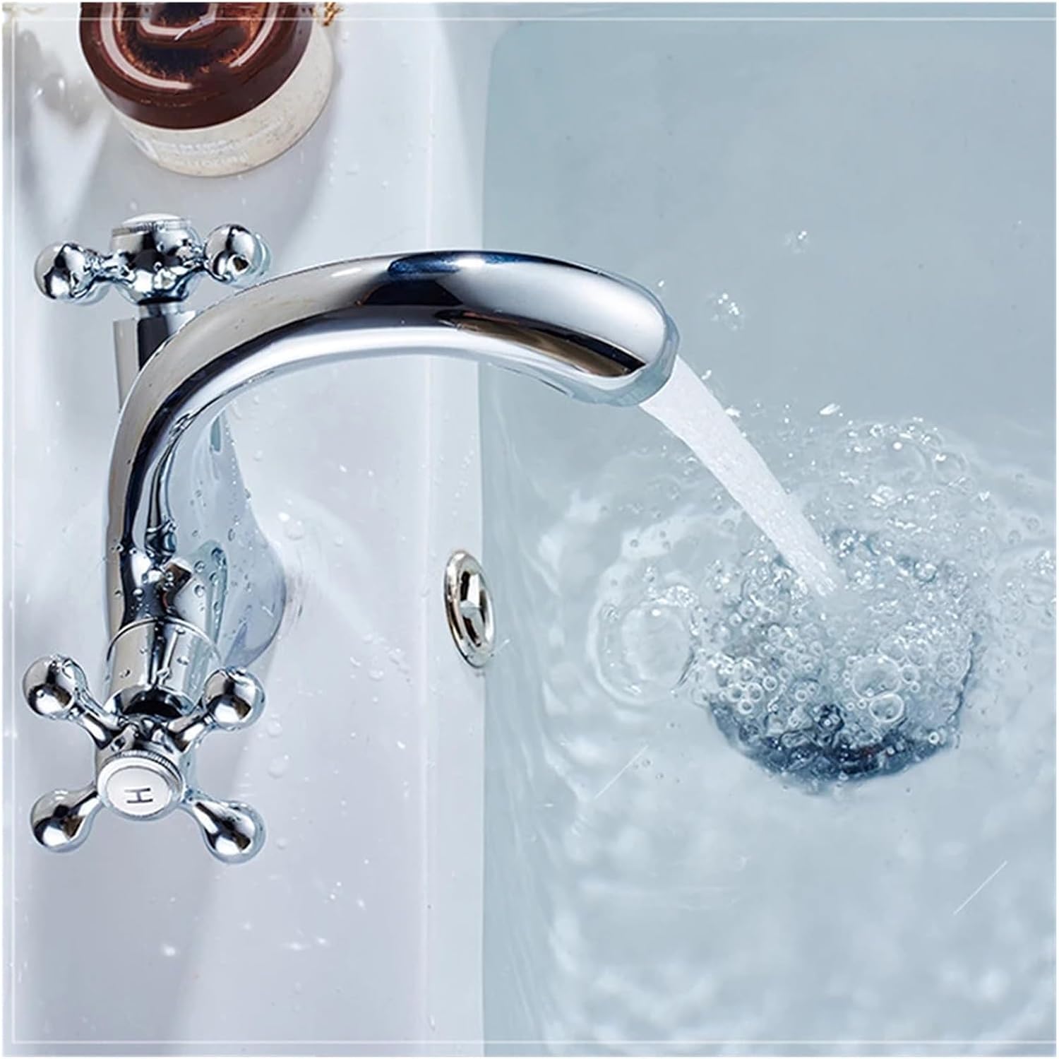 Antique Brass Bidet Shower Tray Faucet Double Cross Handle Hot and Cold Mixing Faucet Spout Kitchen Bathroom Toilet Faucet (Color : 02)