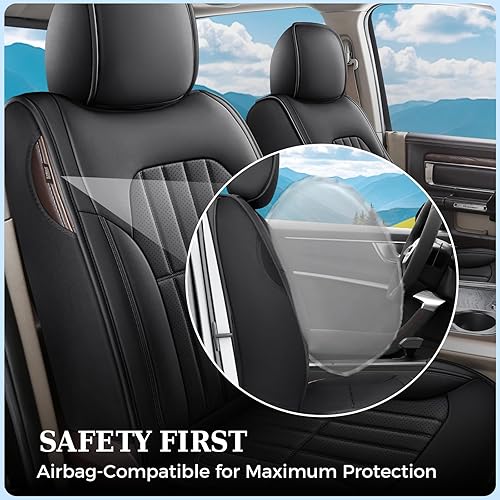 Miniatura 3 de Truckiipa - Juego de fundas de asiento delantero de automóvil, fundas protectoras de cuero impermeable y cobertura completa para asiento de