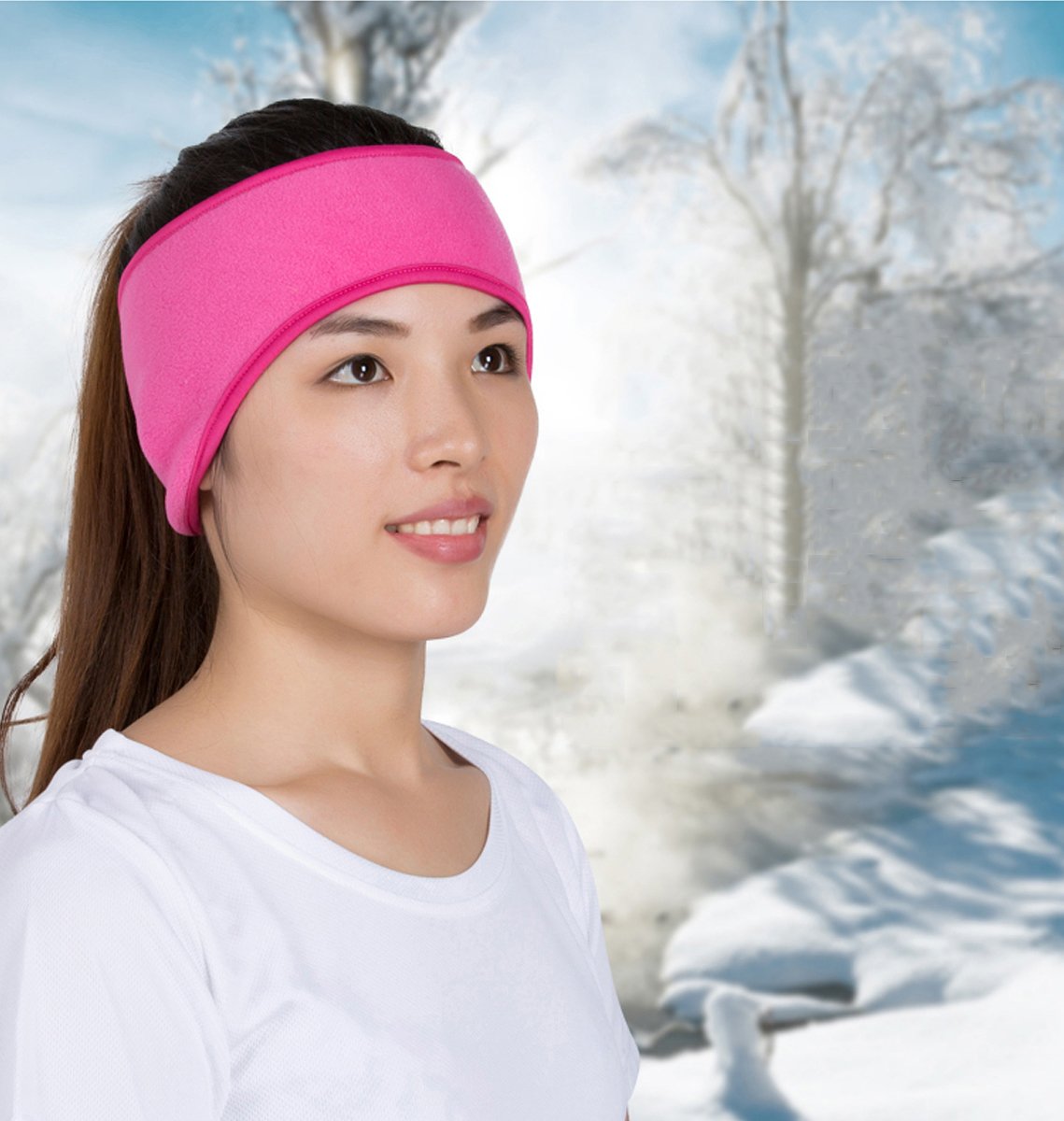 Fleece Ear Warmers Headband/Ear Muffs GoFriend Winter Headbands for Adults Men & Women, Stay Warm & Cozy with our Thermal Polar Fleece & Performance Stretch (Black+Pink) 4