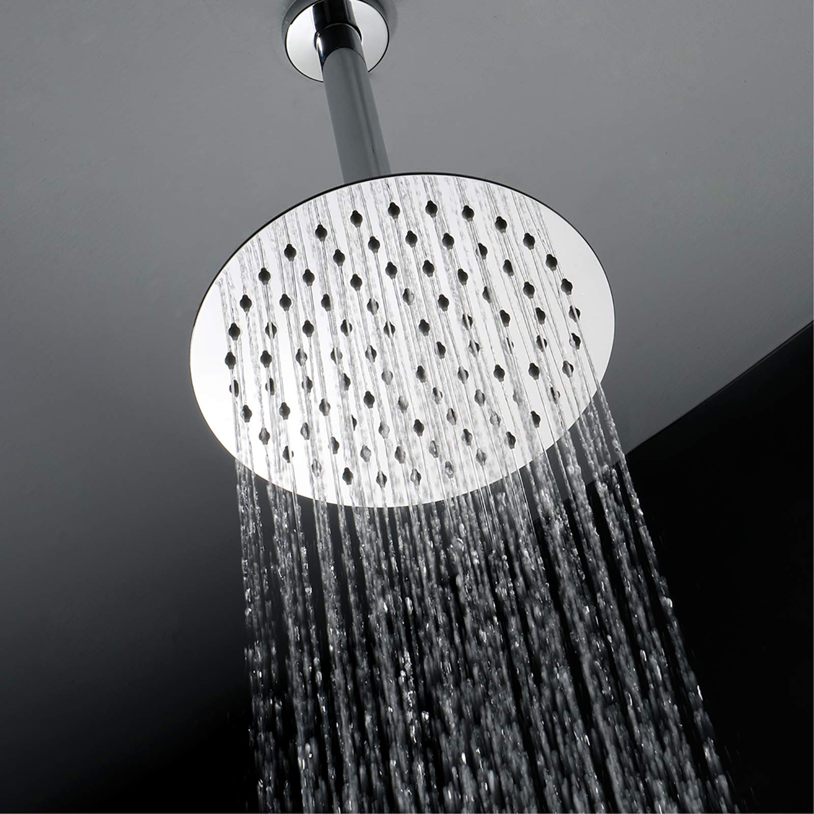 Alcachofa de Ducha, Cromado Ronda Alcachofas Fijas para Ducha de Alta Presión 304 Acero Inoxidable Ultra Delgado Rociador Ducha Efecto Lluvia,8 Inch