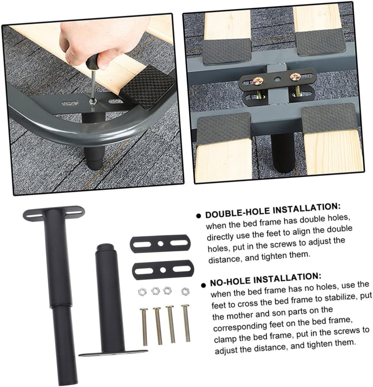 ARTIBETTER 2sets Adjustable Furniture Support Legs Bed Center Support Leg Metal for Sofa Couch Cabinet Sturdy