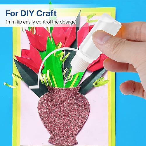 Miniatura 5 de Elesunory 100 botellas de punta de precisión con punta de aguja, 0.33 onzas líquidas, mini botellas aplicadoras de pegamento a granel, punta fina