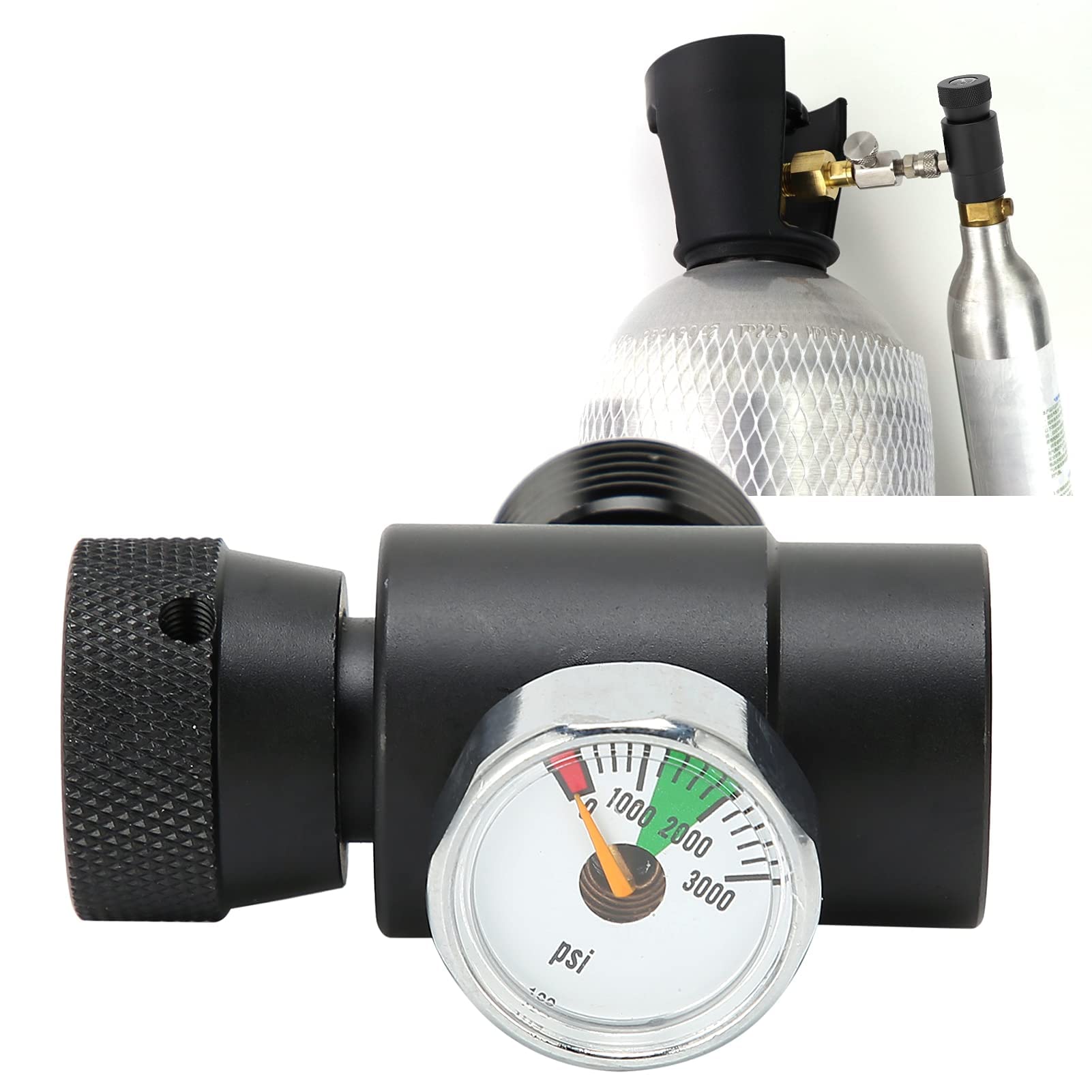 TOPINCN Adattatore di ricarica CO2 con manometro, kit nero CGA320 TR21-4