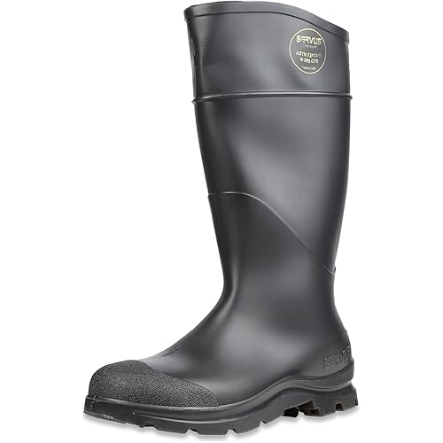 Servus Comfort Technology 14" PVC Steel Toe Men's Work Boots, Black - Steel Toe, 11