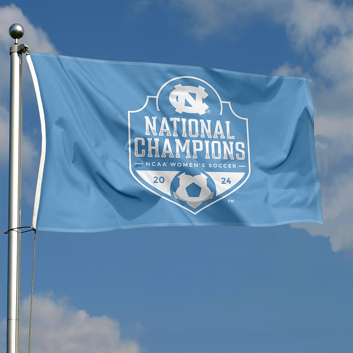 UNC Tar Heels Women's Soccer 2024 Champions 3x5 Grommet Flag