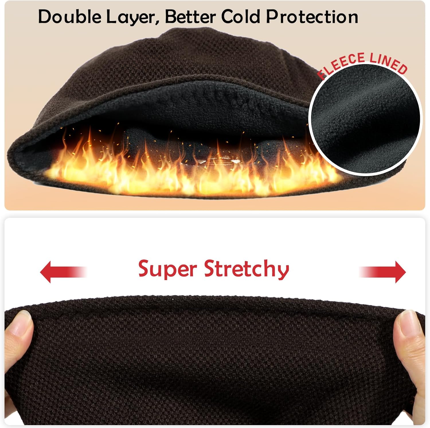 Lvaiz Mens Winter Beanie Hat Warm Fleece Lined Skull Cap for Men Reversible Women Windproof Watch Hat Knit Warm Unisex Beanie - Image 4