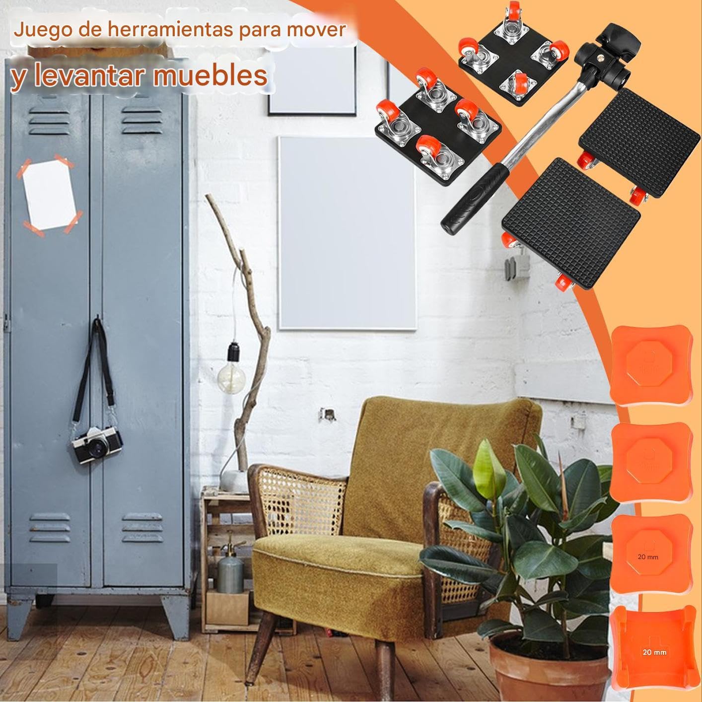 Rouleaux pour déplacer des meubles | Roulettes pivotantes à 360 degrés | Outil de manipulation pour lit, bureau, armoire, canapé, chaise électroménager