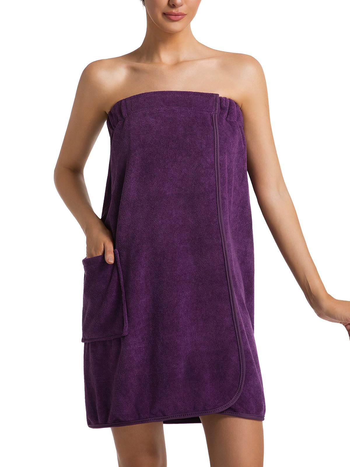 Womens Bath Body Wrap Towel Lightweight Shower Spa Wrap Robe Adjustable Closure Bathrobe