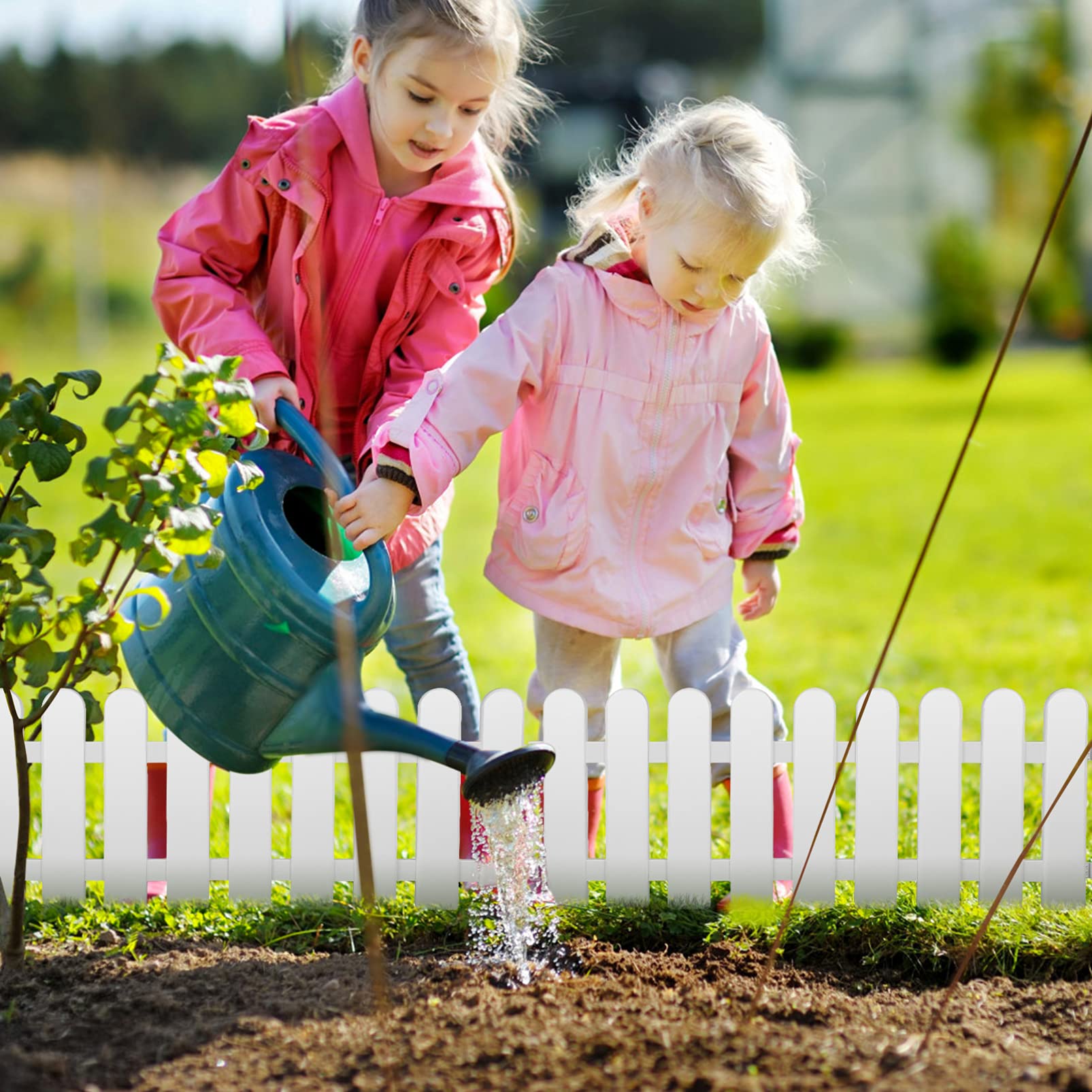 DOITOOL 5 Stück weiße Kunststoff-Einfassungen für Garten, Lattenzaun, Garten, dekorative Zäune, Paneele, Einfassungen, Rasen, Blumenbeete, Pflanzenbegrenzungen für Garten, Wege (50x30 cm)