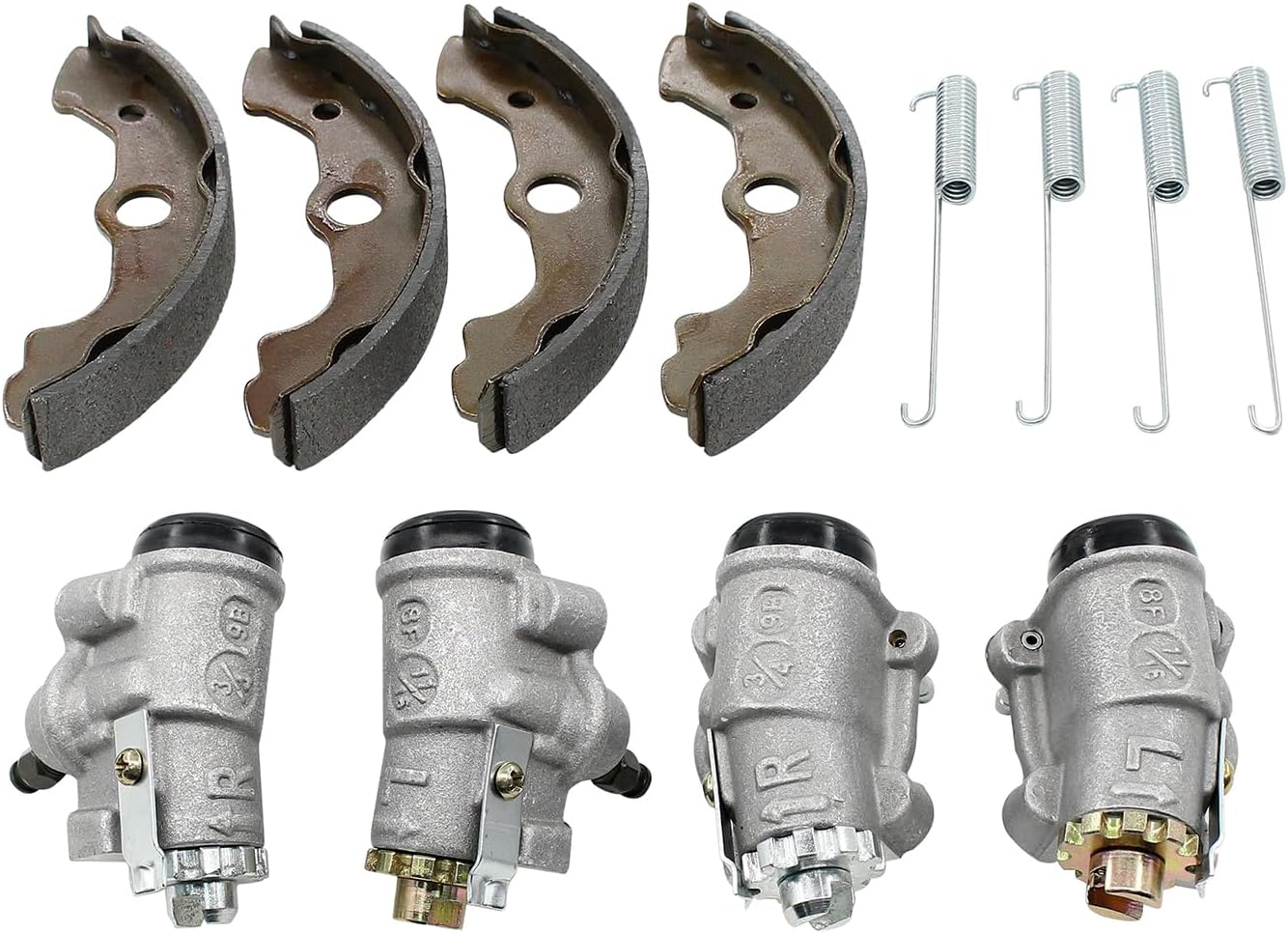 Front Left and Right Brake Wheel Cylinders with Shoes Kit for Honda TRX300FW FourTrax 4x4 1988-2000, TRX350TE FourTrax Rancher ES 2001-2003, TRX350TM FourTrax Rancher 2000-2003