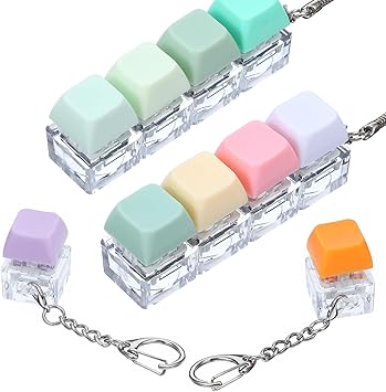 Ptwola 4 Pcs Keyboard Fidget Toy Fidget Clicker Keyboard Portable Button Fidgets Gifts 4-in-1 Keyboards Fidgets Keychain Linear and Separate Keyboards Keychain for Adults Men Women