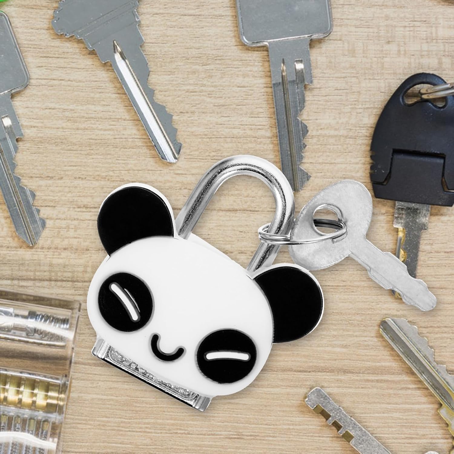OSALADI Cute Panda Cabinet Padlock Mini Metal Lock with Keys for Jewelry Box Suitcase Locker Toy Chest and Home Security 1.38 Inch Cartoon Design