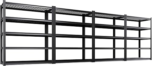 Miniatura 37 de Estantería de garaje de 71 pulgadas de alto, estantes de almacenamiento de 5 niveles, metal resistente, estante ajustable de acero para almacén,