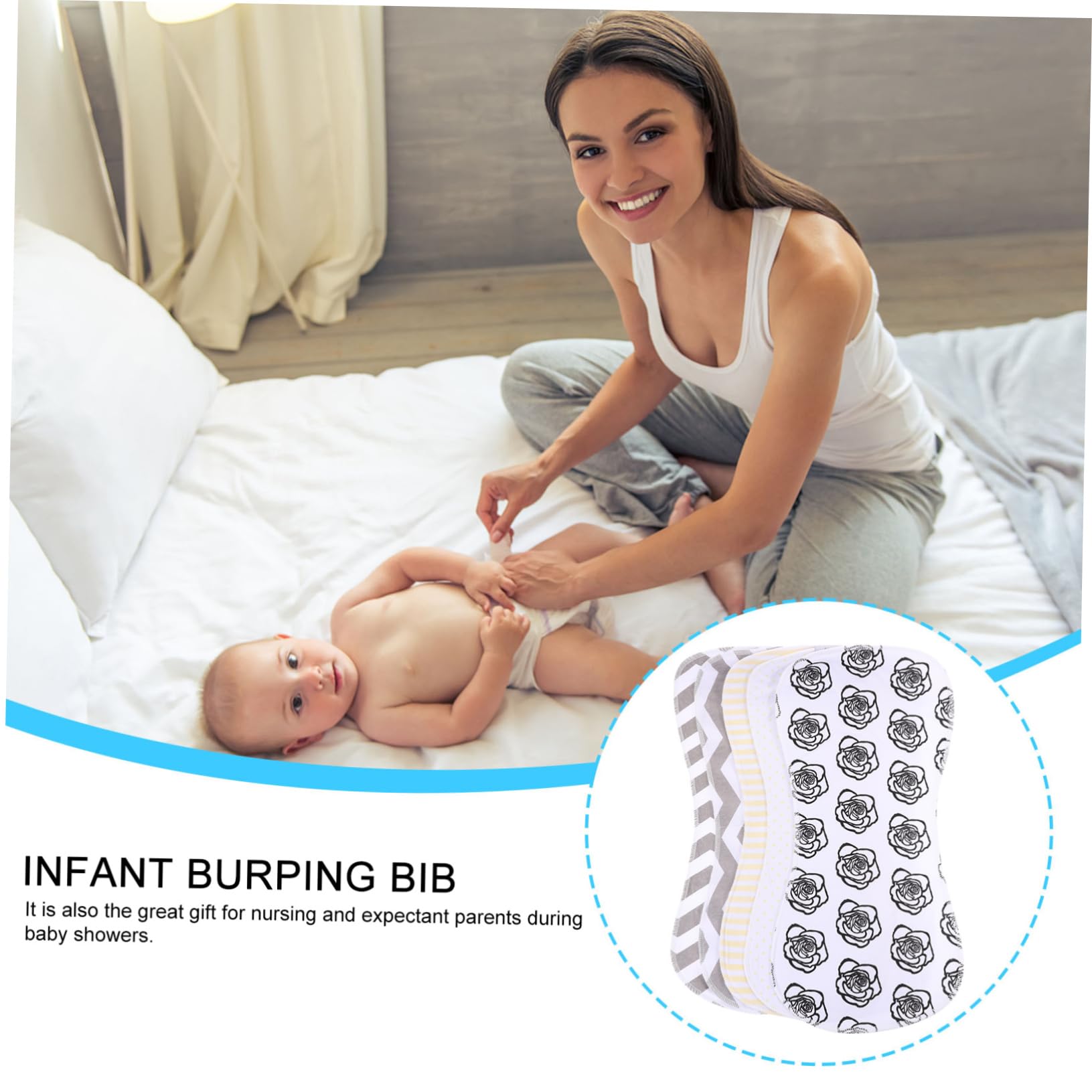 BESTonZON 5 Stück-pack Spucktücher aus Baumwolle 2-lagig Hält Kleidung Trocken für Neugeborene für Babyparty Zufälliger Stil