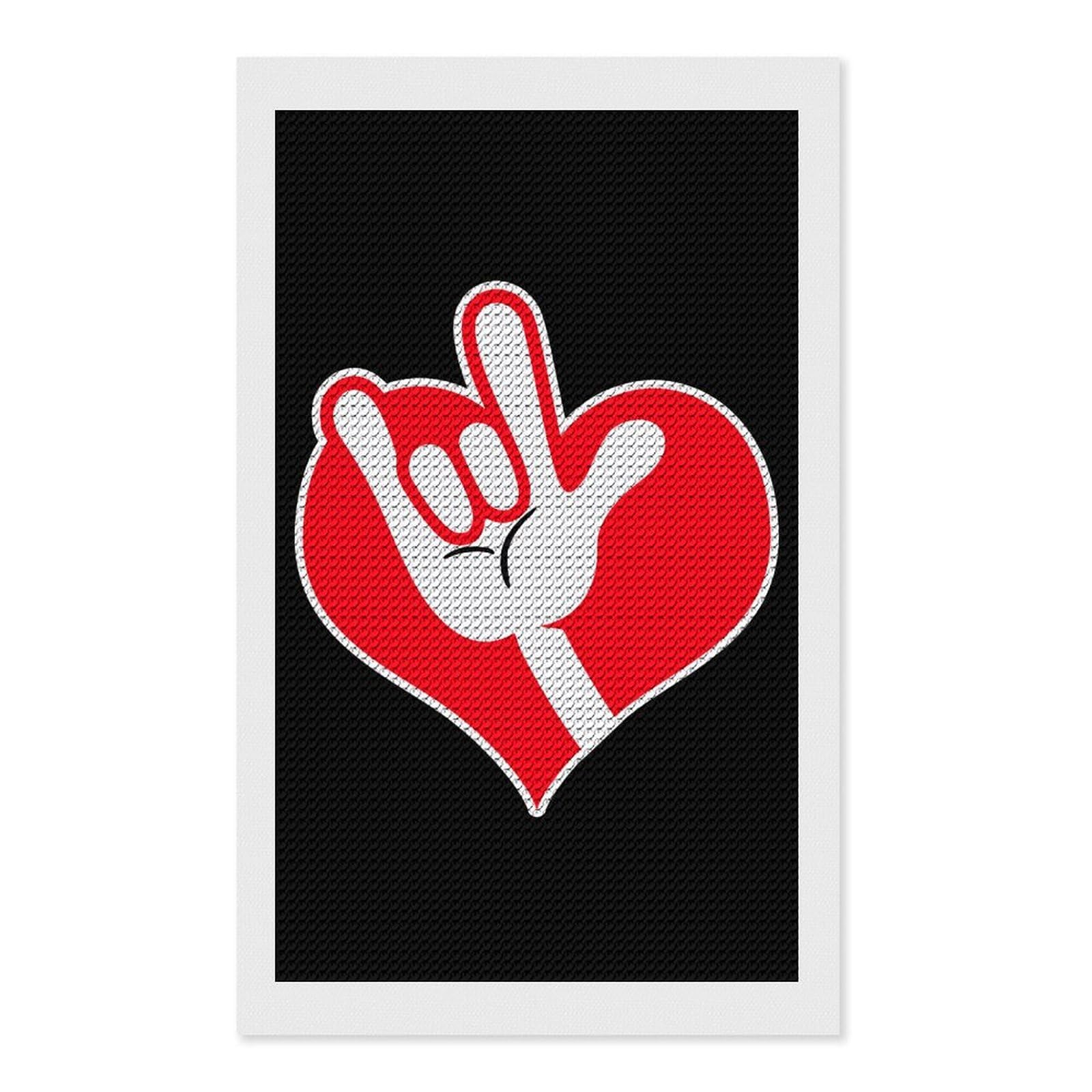 Nclqvjxzkhw Style Am-Ericans-Sign Language I Love You Diamond Art Painting For Adult Round Diamonds Pictures Arts Crafts Home Wall Decor 12"X20"