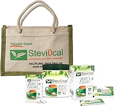 Stevi0cal Stevia Sweetener Family Pack with Jute Bag | 100% Sugar Free Natural | Zero Calorie for Weight Management, Diet, Diabetic Friendly | 200 g Jar - 50 Sachets Monocarton (1.0 g/sachet) - 100 Pellets Pack 15g,