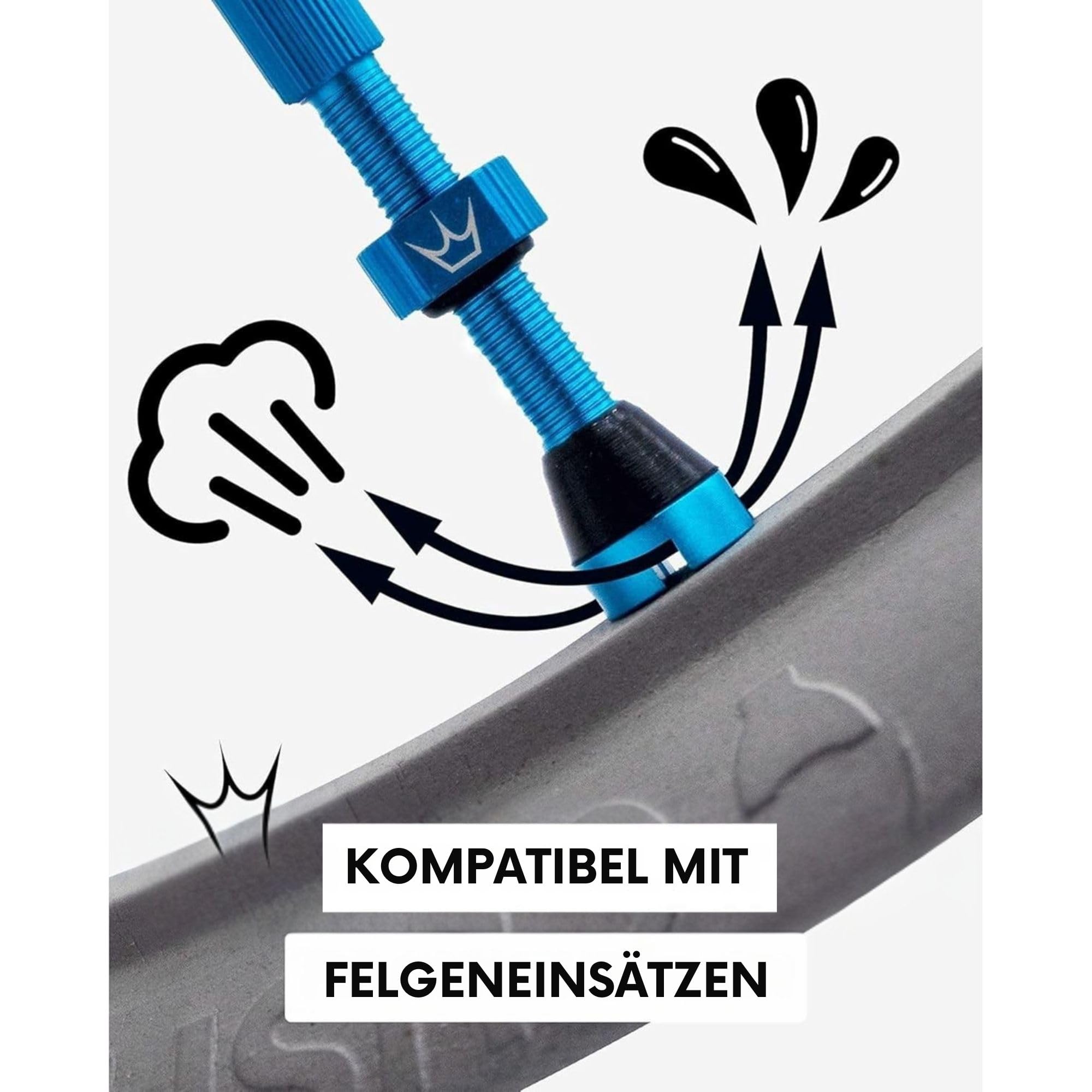 Peaty's X Chris King MK2 Tubeless Ventil Presta - Integrierter Speichenschlüssel & Ventilkernentfernungskappen, Mountainbike, Rennrad Fahrrad Reifen, Kompatibel einfügen, 7075 Aluminium