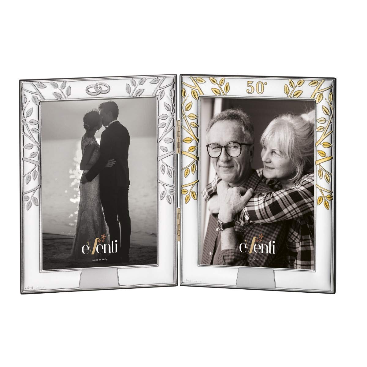 JOYERIA EL FARO | Marco Fotos Doble 50 Aniversario | Regalos de Boda 50 Aniversario | Grabado Personalizado | Presentación en Estuche Premium | Celebra 50 años de Amor Juntos (13 x 18 cm)