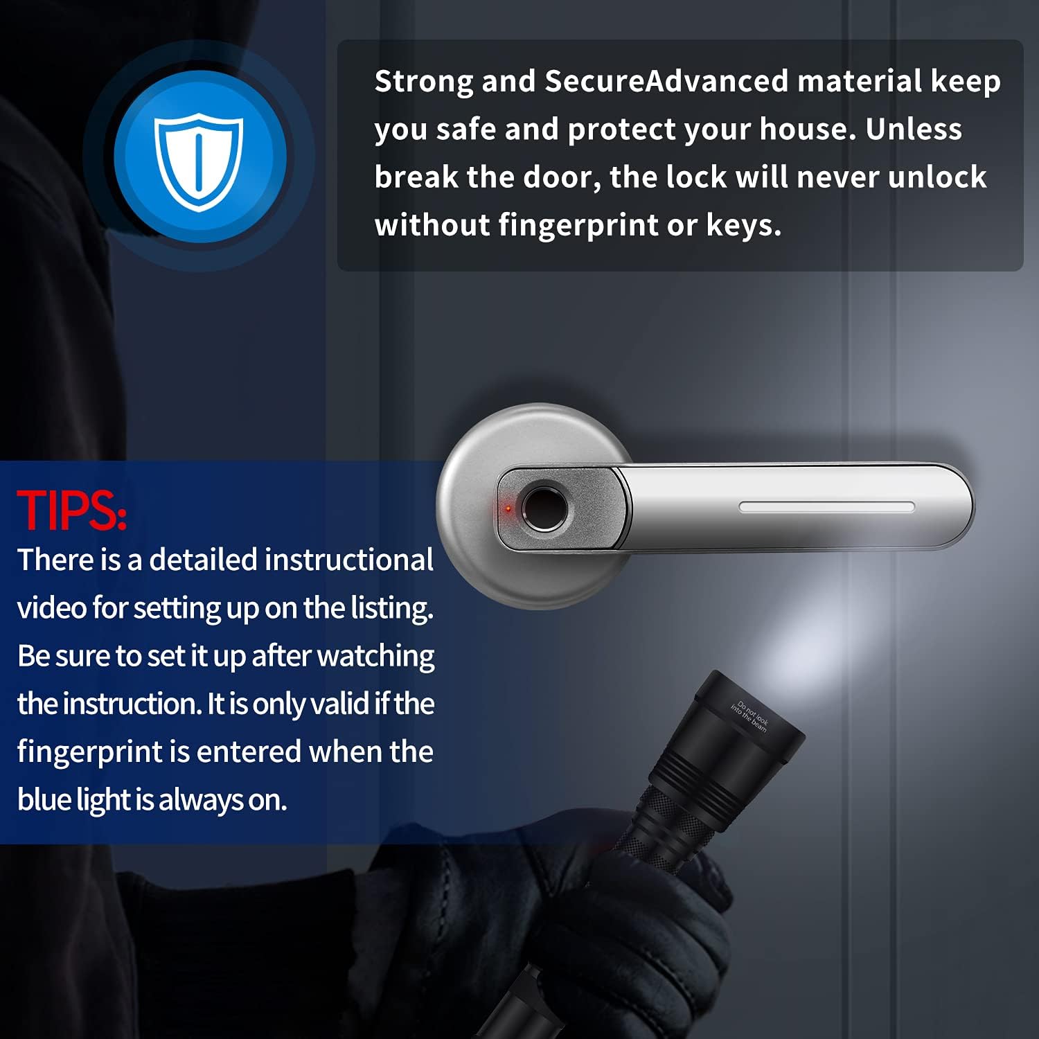 80% оƒƒ Dіѕсоunt GEKRONE Fingerprint Door Lock，Smart Door Lock，Multifunction Automatic Lock/Normally Open/Biometrics/USB/Key Unlock,Suitable for Home, Office and Other Private Spaces Grey