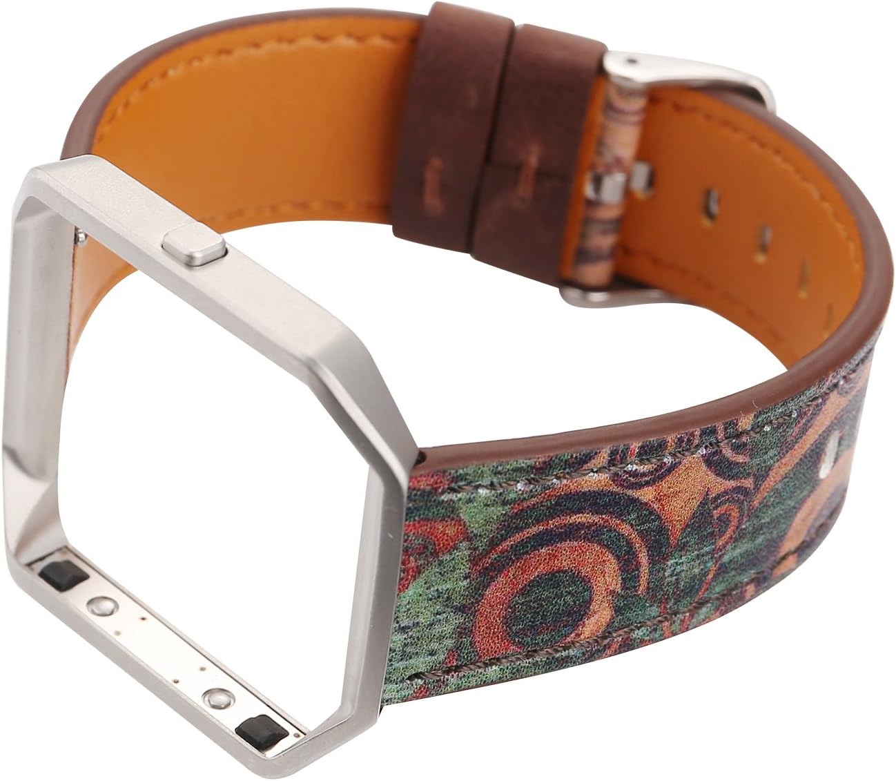 Women Flower Watch Strap for Fitbit Blaze Bands, Soft Leather Replacement Wristband Bracelet with Metal Frame for Fitbit Blaze Smart Fitness Watch